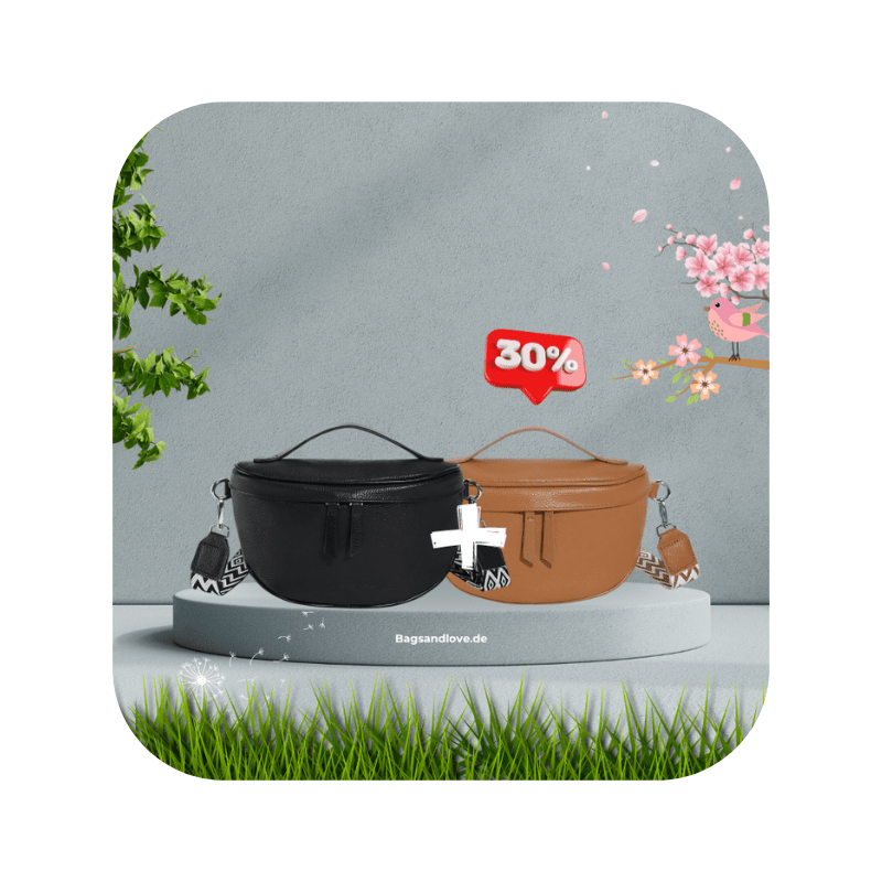 Damen Echtleder Bauchtasche - Brusttasche Phone Pocket 4 - Bagsandlove Schwarz Tasche
