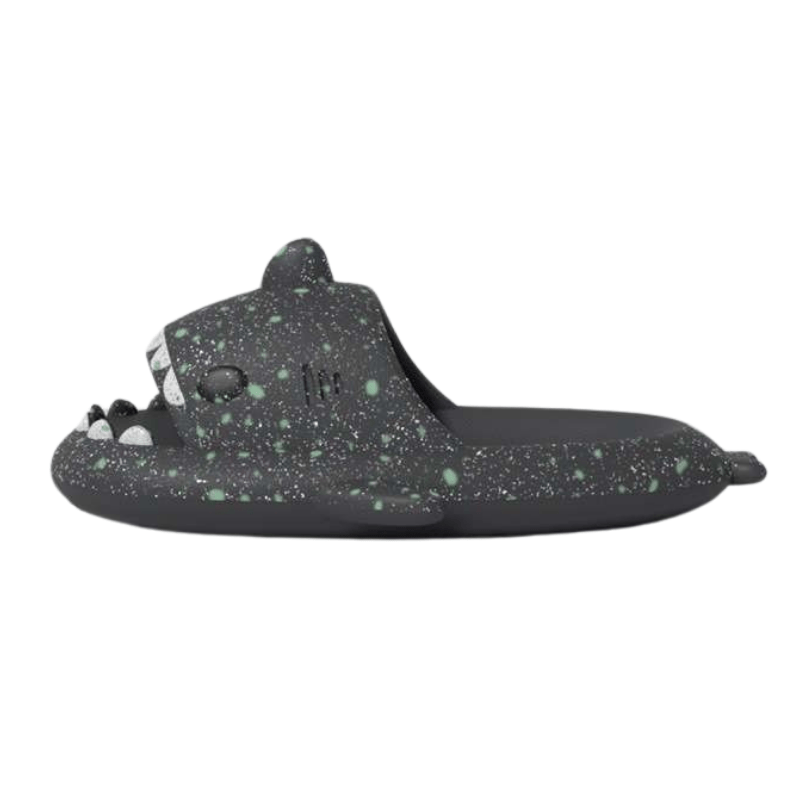 Leuchtende Hai Love Badeschuhe – Coole Flip Flops für Tag und Nacht - Bagsandlove Dunkelgrau 36 - 37 Badeschuh