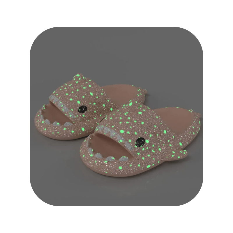 Leuchtende Hai Love Badeschuhe – Coole Flip Flops für Tag und Nacht - Bagsandlove Rosa 36 - 37 Badeschuh