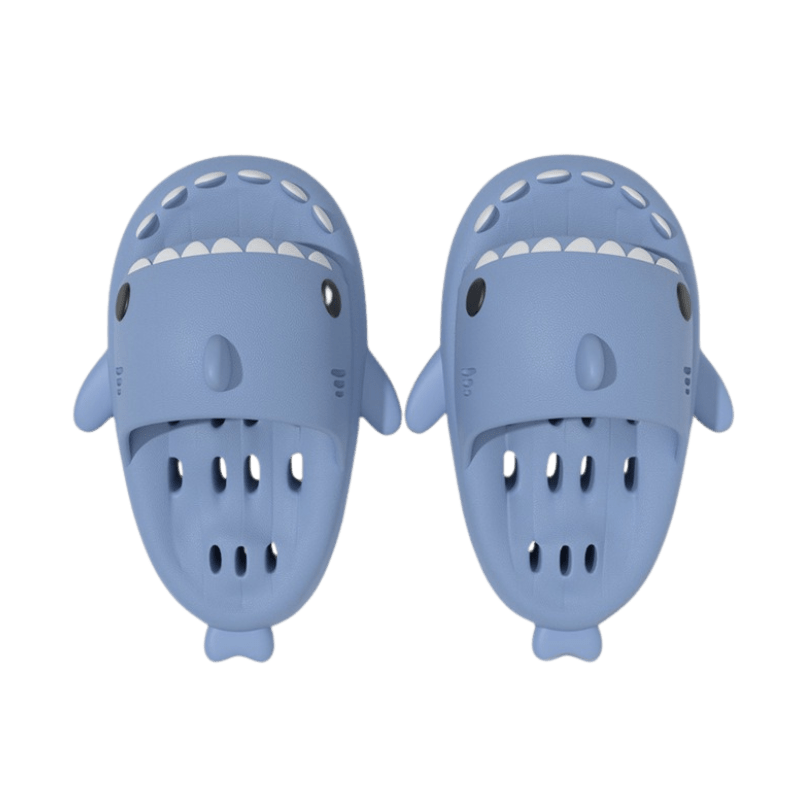Stylische Badeschuhe Hai Love - Flip Flops mit Haifischdesign - Bagsandlove Blau 36 - 37 Badeschuh