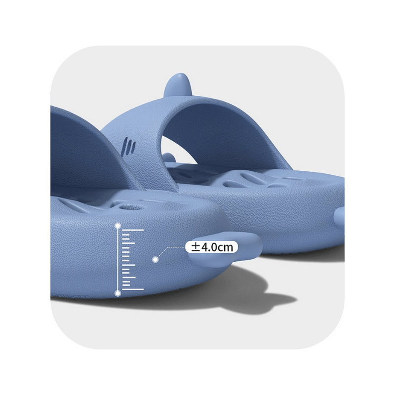 Stylische Badeschuhe Hai Love - Flip Flops mit Haifischdesign - Bagsandlove Blau 36 - 37 Badeschuh