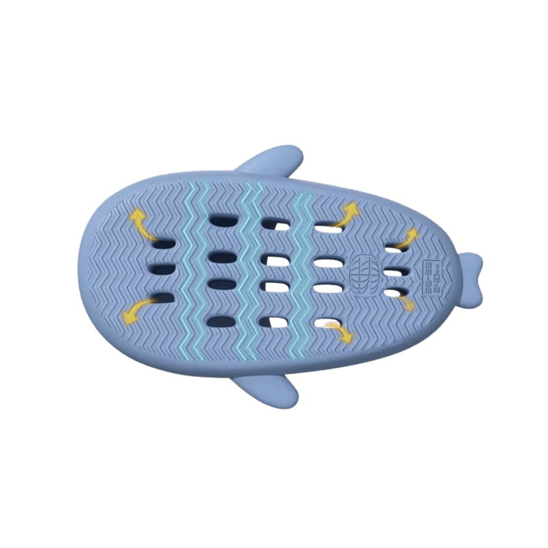 Stylische Badeschuhe Hai Love - Flip Flops mit Haifischdesign - Bagsandlove Blau 36 - 37 Badeschuh