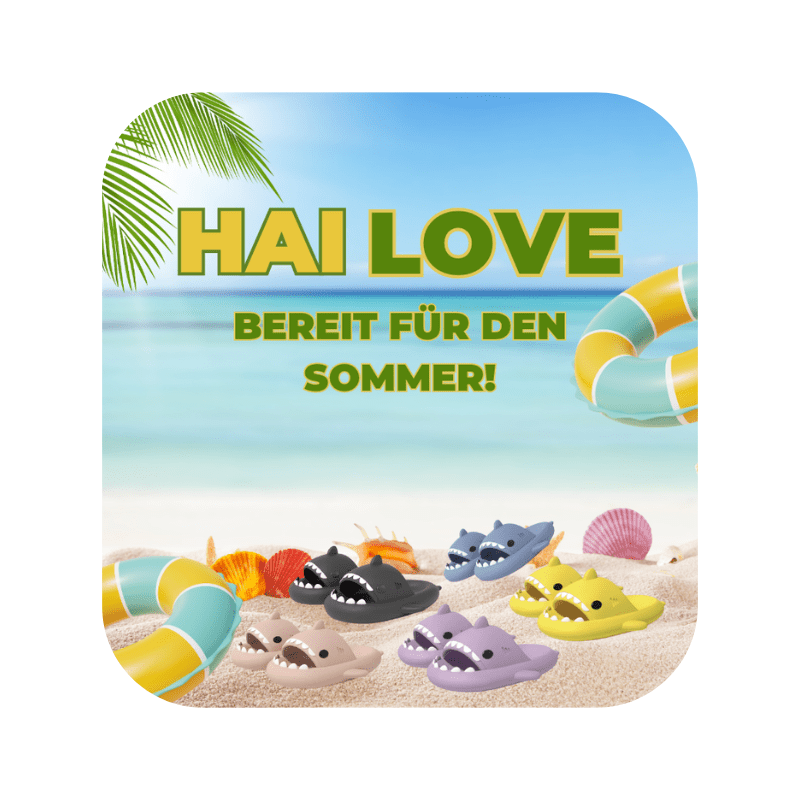 Stylische Hai Love Flip Flops – Coole Badeschuhe für den Sommer - Bagsandlove Dunkel Grau 36 - 37 Badeschuh