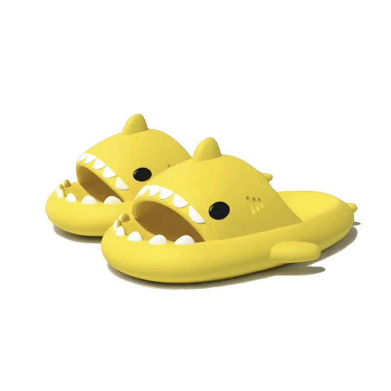 Stylische Hai Love Flip Flops – Coole Badeschuhe für den Sommer - Bagsandlove Gelb 36 - 37 Badeschuh