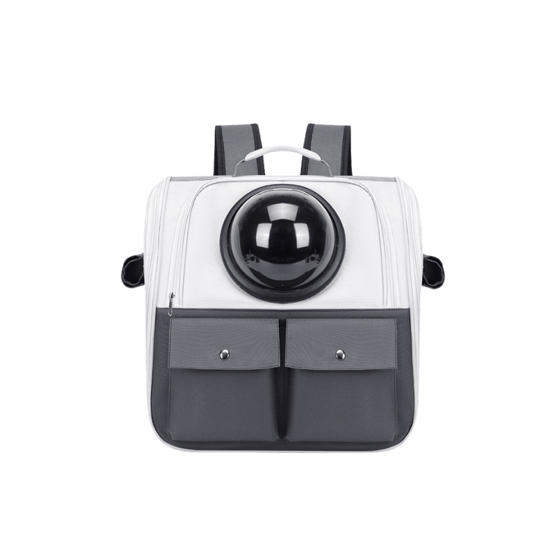 Stylische Katzentragetasche mit Sichtfenster für den perfekten Transport Grau-Weiß - Bagsandlove