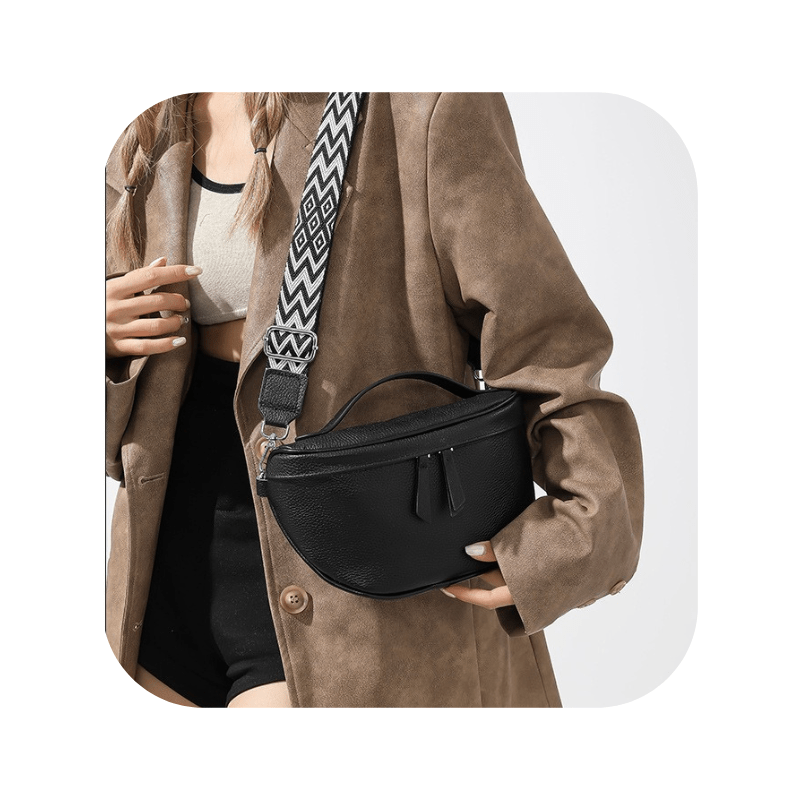 Damen Echtleder Bauchtasche - Brusttasche Phone Pocket 4 - Bagsandlove Schwarz Tasche