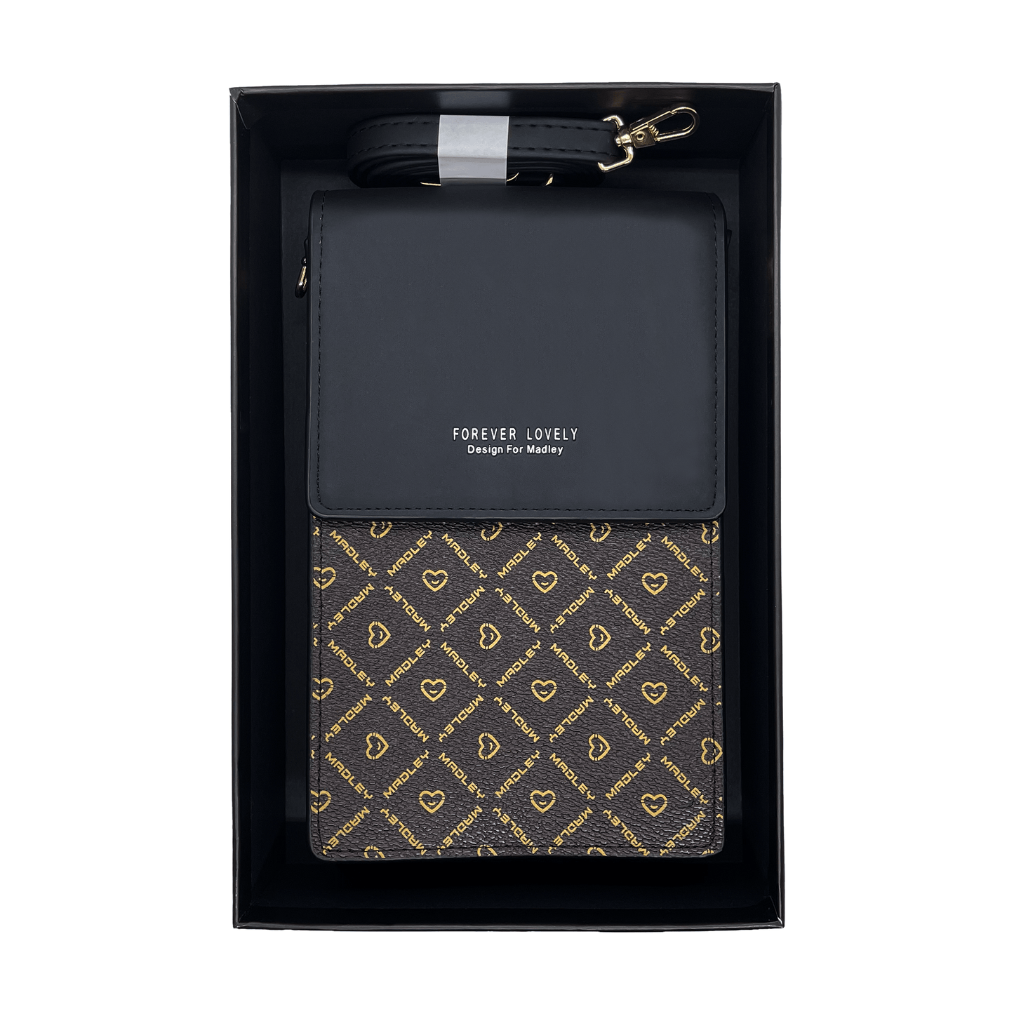 "Double Space" die premium Umhänge-Clutch - Bagsandlove Schwarz Tasche