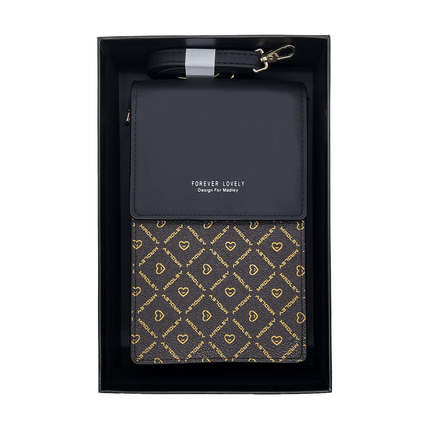 "Double Space" die premium Umhänge-Clutch - Bagsandlove Schwarz Tasche