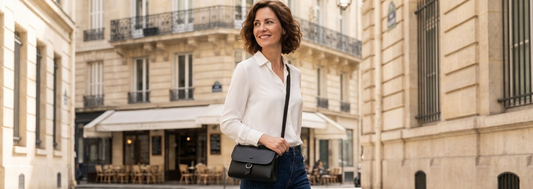Schwarze Handtasche kombinieren Damen