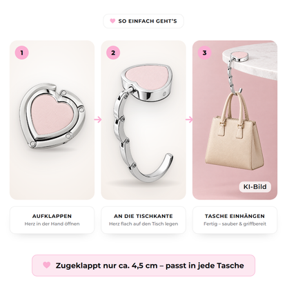 Herz-Taschenhalter für den Tisch – faltbar  