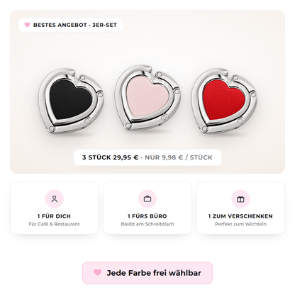 Herz-Taschenhalter für den Tisch – faltbar  