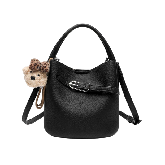 Kleine Echtleder Handtasche - Bucket Bag Damen mit Schulterriemen