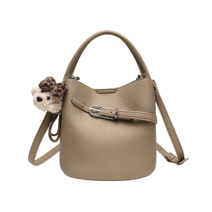 Kleine Echtleder Handtasche - Bucket Bag Damen mit Schulterriemen