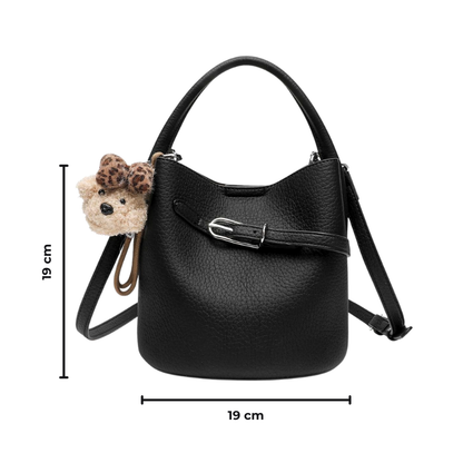 Kleine Echtleder Handtasche - Bucket Bag Damen mit Schulterriemen