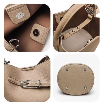 Kleine Echtleder Handtasche - Bucket Bag Damen mit Schulterriemen