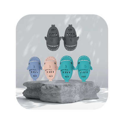 Stylische Badeschuhe Hai Love - Flip Flops mit Haifischdesign - Bagsandlove Blau 36 - 37 Badeschuh
