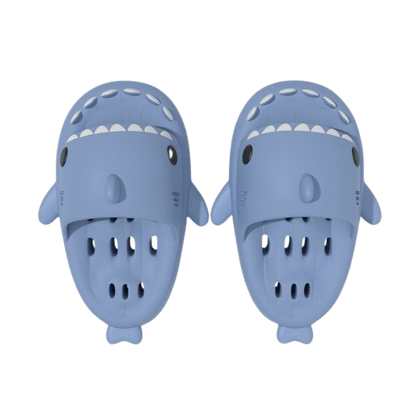 Stylische Badeschuhe Hai Love - Flip Flops mit Haifischdesign - Bagsandlove Blau 36 - 37 Badeschuh