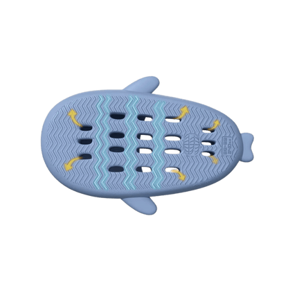 Stylische Badeschuhe Hai Love - Flip Flops mit Haifischdesign - Bagsandlove Blau 36 - 37 Badeschuh