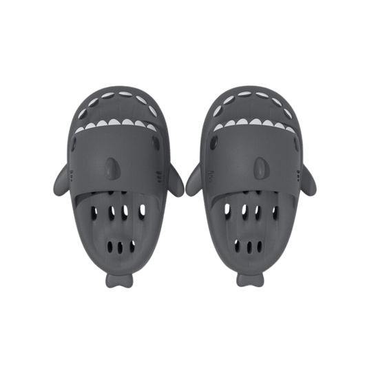 Stylische Badeschuhe Hai Love - Flip Flops mit Haifischdesign - Bagsandlove Grau 36 - 37 Badeschuh