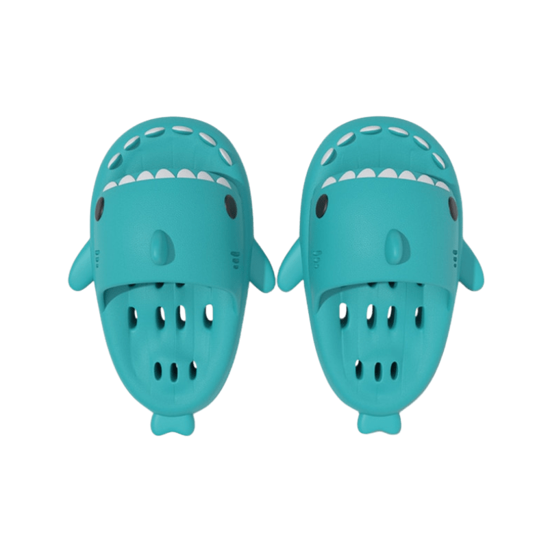 Stylische Badeschuhe Hai Love - Flip Flops mit Haifischdesign - Bagsandlove Türkis 36 - 37 Badeschuh