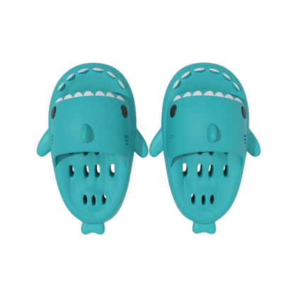 Stylische Badeschuhe Hai Love - Flip Flops mit Haifischdesign - Bagsandlove Türkis 36 - 37 Badeschuh