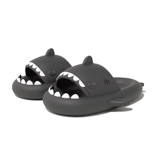Stylische Hai Love Flip Flops – Coole Badeschuhe für den Sommer - Bagsandlove Dunkel Grau 36 - 37 Badeschuh