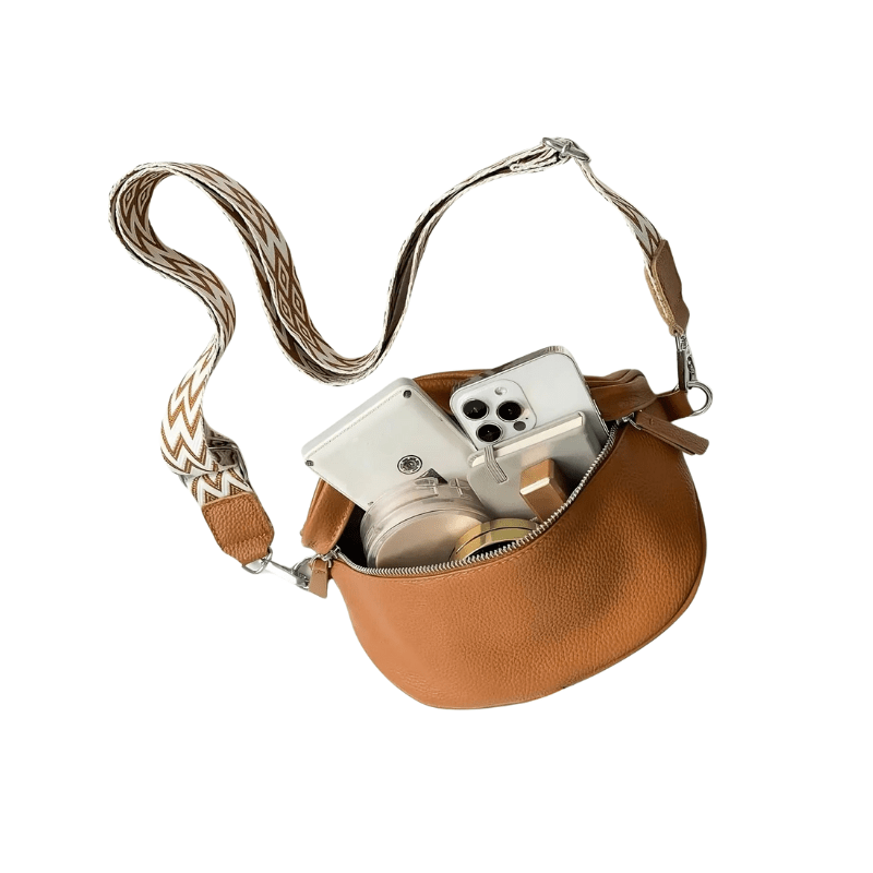 Damen Echtleder Bauchtasche - Brusttasche Phone Pocket 4 - Bagsandlove Braun Tasche